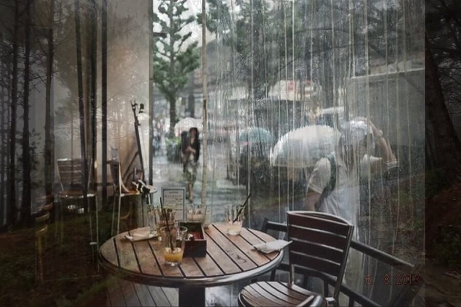 Mưa ngồi ở quán cafe ngắm phố Mưa ngồi ở quán cafe ngắm phố