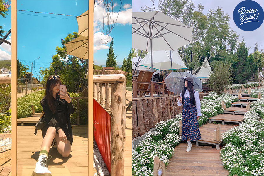 quán cafe Đà Lạt có gương đẹp